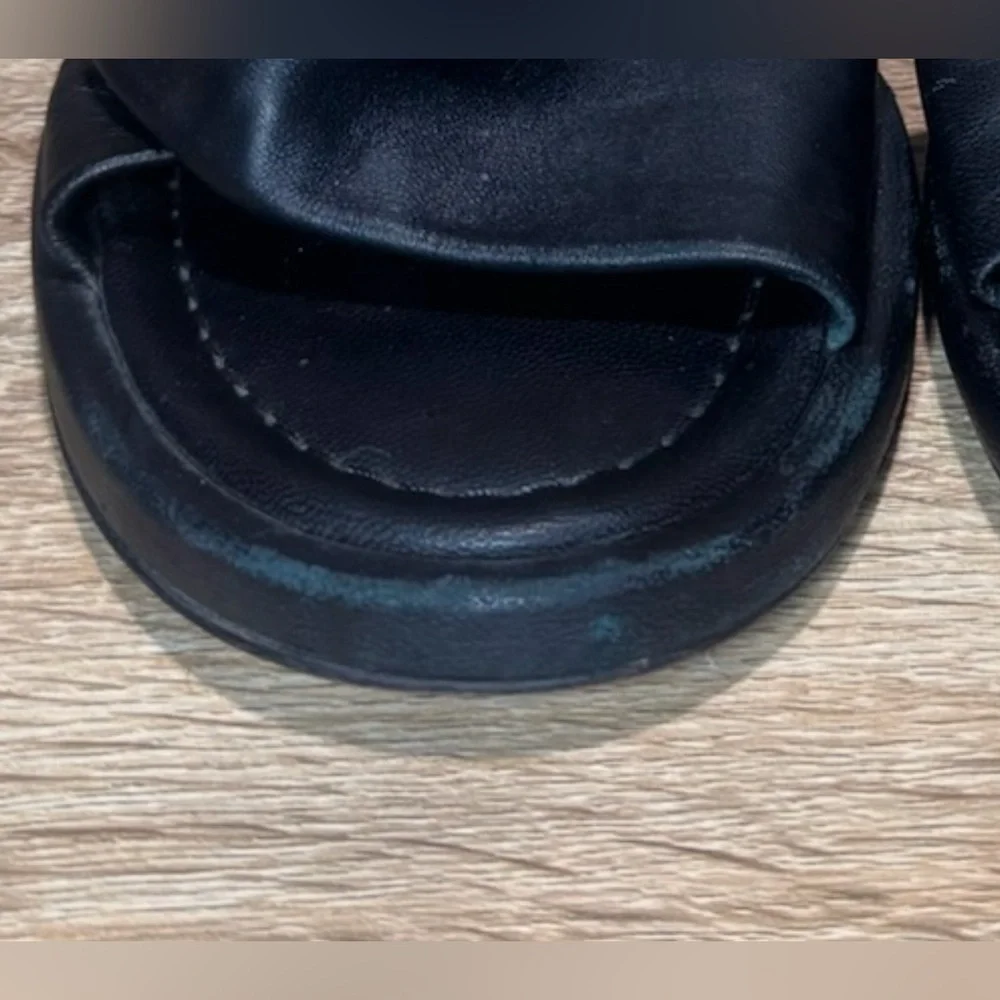 Everlane The Day Twist Slip On Sandals Black Leather Women’s Size 7.5 Flats - Picture 14 of 14